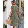 imageCaracilia Womens Summer Ruffle Sleeve V Neck Midi Dress Flowy Boho Casual ALine Tiered Knee Length Beach Vacation SundressOlive
