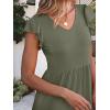 imageCaracilia Womens Summer Ruffle Sleeve V Neck Midi Dress Flowy Boho Casual ALine Tiered Knee Length Beach Vacation SundressOlive