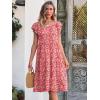 imageCaracilia Womens Summer Ruffle Sleeve V Neck Midi Dress Flowy Boho Casual ALine Tiered Knee Length Beach Vacation SundressRed Floral