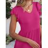 imageCaracilia Womens Summer Ruffle Sleeve V Neck Midi Dress Flowy Boho Casual ALine Tiered Knee Length Beach Vacation SundressRose