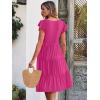 imageCaracilia Womens Summer Ruffle Sleeve V Neck Midi Dress Flowy Boho Casual ALine Tiered Knee Length Beach Vacation SundressRose