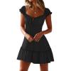imageCaracilia Womens Summer Casual Sleeveless Sweetheart Neckline Mini Dress 2025 Smocked Boho Beach Vacation Short SundressBlack