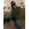 imageCaracilia Cardigan Sweaters for Women Cropped Open Front Tweed Knit Button Down Dressy Casual Jacket 2025 Spring OutwearArmy Green