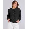 imageCaracilia Cardigan Sweaters for Women Cropped Open Front Tweed Knit Button Down Dressy Casual Jacket 2025 Spring OutwearBlack