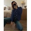 imageCaracilia Cardigan Sweaters for Women Cropped Open Front Tweed Knit Button Down Dressy Casual Jacket 2025 Spring OutwearNavy Blue
