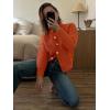 imageCaracilia Cardigan Sweaters for Women Cropped Open Front Tweed Knit Button Down Dressy Casual Jacket 2025 Spring OutwearOrange