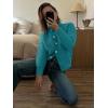 imageCaracilia Cardigan Sweaters for Women Cropped Open Front Tweed Knit Button Down Dressy Casual Jacket 2025 Spring OutwearPeacock Blue