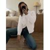 imageCaracilia Cardigan Sweaters for Women Cropped Open Front Tweed Knit Button Down Dressy Casual Jacket 2025 Spring OutwearWhite