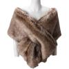 imageCaracilia Women Luxury Faux Fur Coat Jackets Wrap Cape Shawl for Wedding PartyBrown Fur