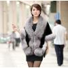 imageCaracilia Women Luxury Faux Fur Coat Jackets Wrap Cape Shawl for Wedding PartyGray Black
