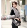 imageCaracilia Women Luxury Faux Fur Coat Jackets Wrap Cape Shawl for Wedding PartyGray Black