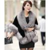 imageCaracilia Women Luxury Faux Fur Coat Jackets Wrap Cape Shawl for Wedding PartyGray Black