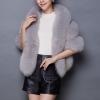 imageCaracilia Women Luxury Faux Fur Coat Jackets Wrap Cape Shawl for Wedding PartyLight Gray