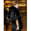 imageCaracilia Women Luxury Faux Fur Coat Jackets Wrap Cape Shawl for Wedding PartyPure Black