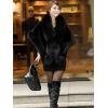 imageCaracilia Women Luxury Faux Fur Coat Jackets Wrap Cape Shawl for Wedding PartyPure Black