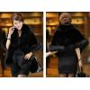 imageCaracilia Women Luxury Faux Fur Coat Jackets Wrap Cape Shawl for Wedding PartyPure Black
