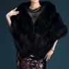 imageCaracilia Women Luxury Faux Fur Coat Jackets Wrap Cape Shawl for Wedding PartySolid Black