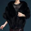 imageCaracilia Women Luxury Faux Fur Coat Jackets Wrap Cape Shawl for Wedding PartySolid Black