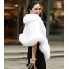 imageCaracilia Women Luxury Faux Fur Coat Jackets Wrap Cape Shawl for Wedding PartyWhite