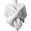 imageCaracilia Women Luxury Faux Fur Coat Jackets Wrap Cape Shawl for Wedding PartyWhite Black Tip