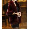 imageCaracilia Women Luxury Faux Fur Coat Jackets Wrap Cape Shawl for Wedding PartyWine