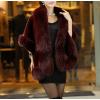 imageCaracilia Women Luxury Faux Fur Coat Jackets Wrap Cape Shawl for Wedding PartyWine