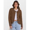 imageCaracilia Womens Cropped Cardigan Sweaters Open Front Button Down Dressy Casual Classic Knit Lady Jackets Fall OuterwearBrown
