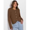 imageCaracilia Womens Cropped Cardigan Sweaters Open Front Button Down Dressy Casual Classic Knit Lady Jackets Fall OuterwearBrown
