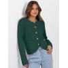 imageCaracilia Womens Cropped Cardigan Sweaters Open Front Button Down Dressy Casual Classic Knit Lady Jackets Fall OuterwearGreen
