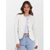imageCaracilia Womens Cropped Cardigan Sweaters Open Front Button Down Dressy Casual Classic Knit Lady Jackets Fall OuterwearIvory White