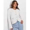 imageCaracilia Womens Cropped Cardigan Sweaters Open Front Button Down Dressy Casual Classic Knit Lady Jackets Fall OuterwearIvory White