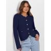 imageCaracilia Womens Cropped Cardigan Sweaters Open Front Button Down Dressy Casual Classic Knit Lady Jackets Fall OuterwearNavy Blue