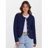 imageCaracilia Womens Cropped Cardigan Sweaters Open Front Button Down Dressy Casual Classic Knit Lady Jackets Fall OuterwearNavy Blue