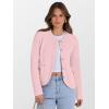 imageCaracilia Womens Cropped Cardigan Sweaters Open Front Button Down Dressy Casual Classic Knit Lady Jackets Fall OuterwearPink