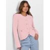 imageCaracilia Womens Cropped Cardigan Sweaters Open Front Button Down Dressy Casual Classic Knit Lady Jackets Fall OuterwearPink