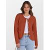 imageCaracilia Womens Cropped Cardigan Sweaters Open Front Button Down Dressy Casual Classic Knit Lady Jackets Fall OuterwearRust