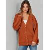 imageCaracilia Womens Oversized Cardigan Sweaters Long Sleeve Button Down Open Front Knit Sweater 2025 Fall Fashion OutfitsRust