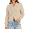 imageCaracilia Cardigan Sweaters for Women Cropped Open Front Tweed Knit Button Down Dressy Casual Jacket 2025 Spring OutwearApricot