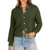 imageCaracilia Cardigan Sweaters for Women Cropped Open Front Tweed Knit Button Down Dressy Casual Jacket 2025 Spring OutwearArmy Green
