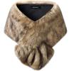 imageCaracilia Women Luxury Faux Fur Coat Jackets Wrap Cape Shawl for Wedding PartyBlack Brown