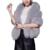 imageCaracilia Women Luxury Faux Fur Coat Jackets Wrap Cape Shawl for Wedding PartyLight Gray