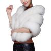 imageCaracilia Women Luxury Faux Fur Coat Jackets Wrap Cape Shawl for Wedding PartyLvory