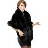 imageCaracilia Women Luxury Faux Fur Coat Jackets Wrap Cape Shawl for Wedding PartyPure Black