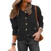 imageCaracilia Womens Cropped Cardigan Sweaters Open Front Button Down Dressy Casual Classic Knit Lady Jackets Fall OuterwearBlack