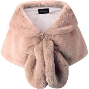 imageCaracilia Faux Fur Shawl Wrap Stole Shrug Winter Bridal Wedding Cover UpBlush2