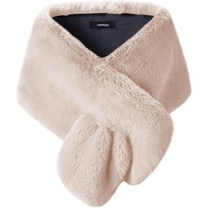 imageCaracilia Women Luxury Faux Fur Coat Jackets Wrap Cape Shawl for Wedding PartyApricot