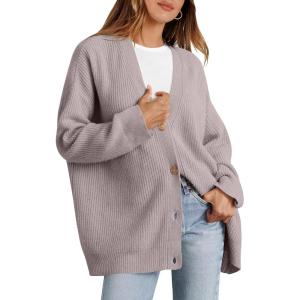 imageCaracilia Womens Oversized Cardigan Sweaters Long Sleeve Button Down Open Front Knit Sweater 2025 Fall Fashion OutfitsRed Apricot