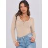 imageCaracilia Women Long Sleeve Top Henley Shirts Button Down Tight Slim Fitted 2025 Spring Casual Basic TShirts BlousesBeige