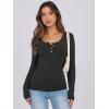 imageCaracilia Women Long Sleeve Top Henley Shirts Button Down Tight Slim Fitted 2025 Spring Casual Basic TShirts BlousesBlack