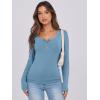 imageCaracilia Women Long Sleeve Top Henley Shirts Button Down Tight Slim Fitted 2025 Spring Casual Basic TShirts BlousesBluish Grey